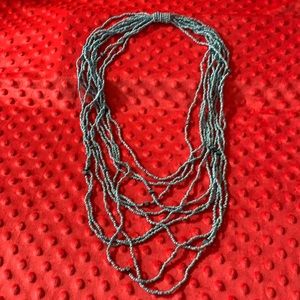 Long Multi-strand Turquoise Bead Necklace